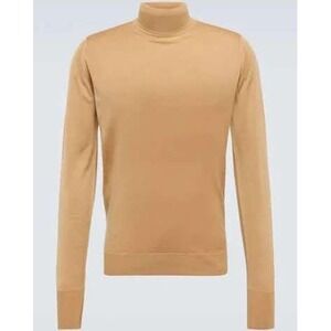 John Smedley Richards Pullover‎ LS Merino Wool Turtleneck Sweater M Light Camel